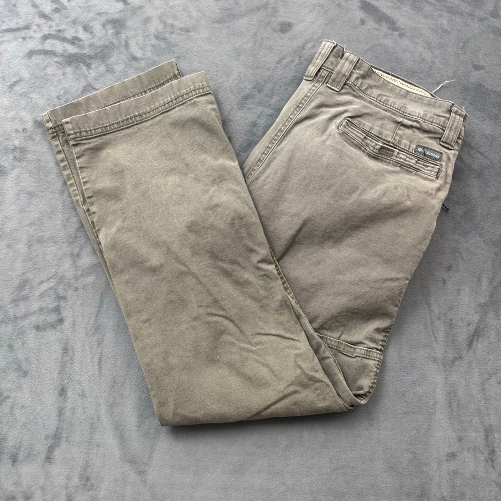 Columbia Mens Utility Canvas Pants 32x30 Olive Green Distressed Workwear Pants